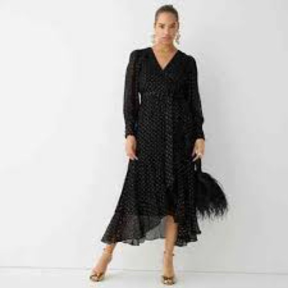 J Crew Ruffle-Hem Lurex Dress